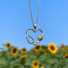 Load image into Gallery viewer, Sunflower Heart Necklace-Silver