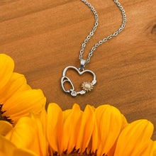 Load image into Gallery viewer, Sunflower Heart Necklace-Silver