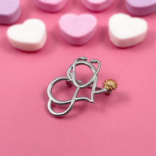 Load image into Gallery viewer, Sunflower Stethoscope Heart Pin