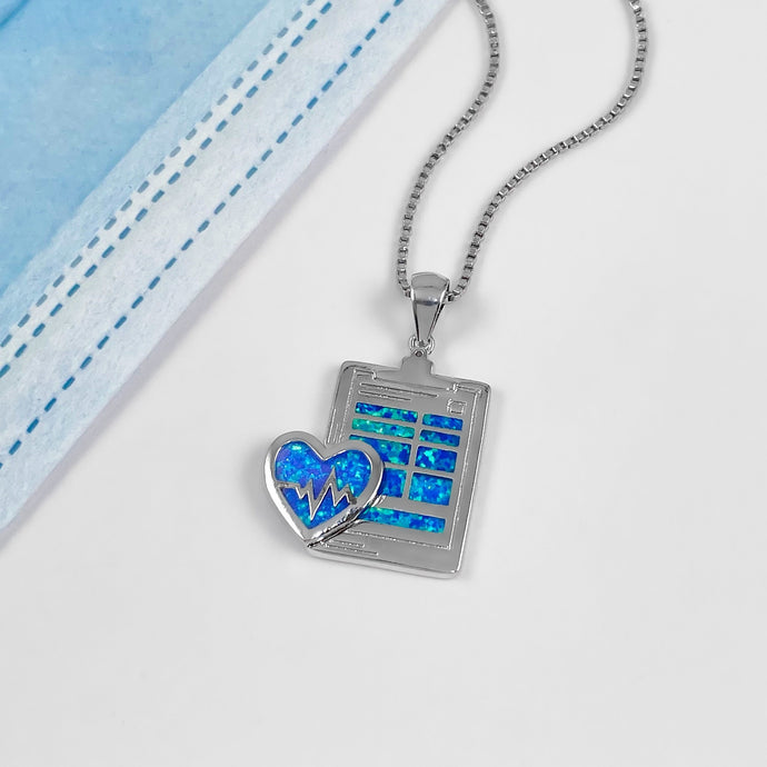Opal Heart And Clipboard Necklace