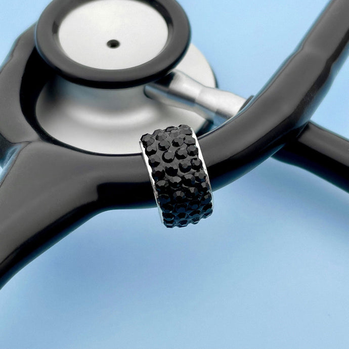 Black Bedazzled Stethoscope Charm