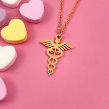 Load image into Gallery viewer, Gold Caduceus Pendant Necklace

