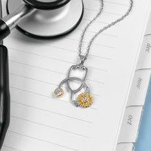 Load image into Gallery viewer, Crystal Sunflower Stethoscope Necklace
