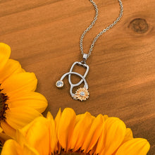 Load image into Gallery viewer, Crystal Sunflower Stethoscope Necklace
