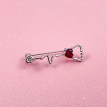 Load image into Gallery viewer, Silver Dainty Heartbeat Stethoscope Pin
