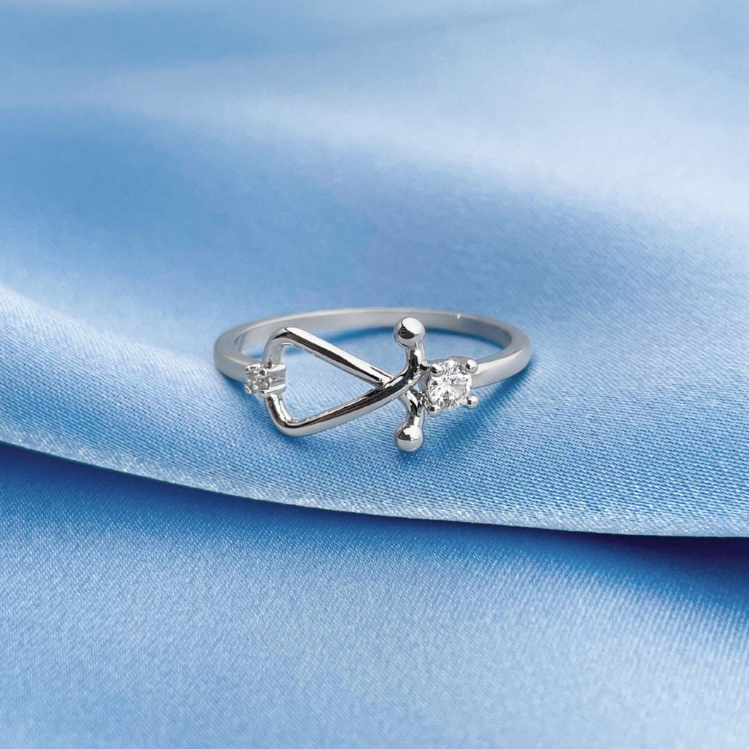 Silver Dainty Stethoscope Ring