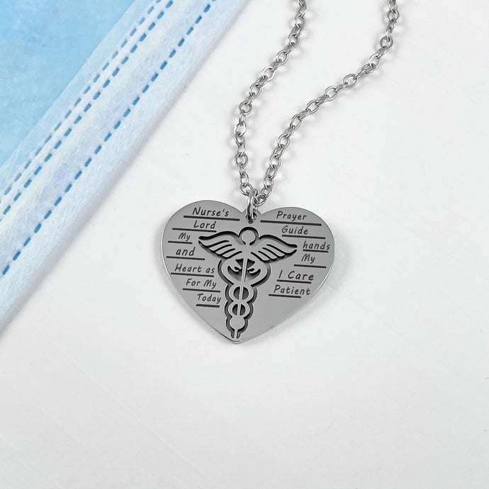 Nurse's Prayer Heart Necklace