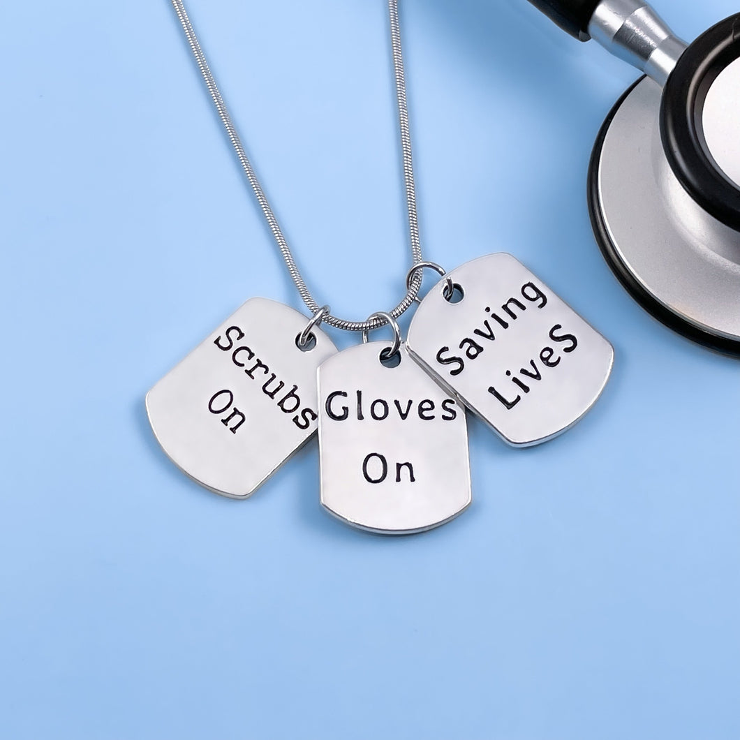 Scrubs On Gloves On Necklace