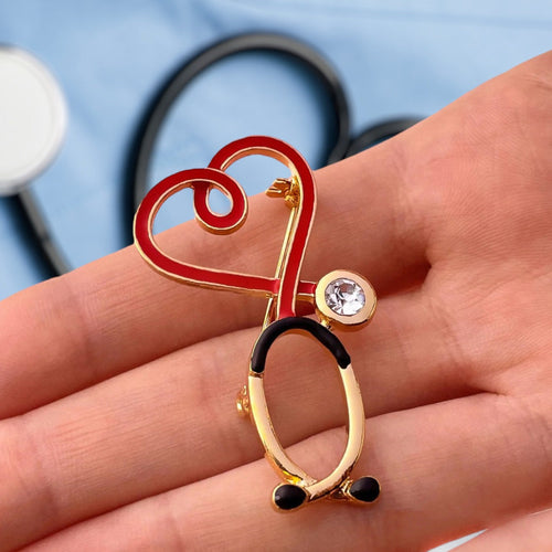 Stethoscope Heart Pin