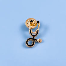 Load image into Gallery viewer, Black/Gold Stethoscope Pin
