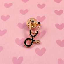 Load image into Gallery viewer, Black/Gold Stethoscope Pin
