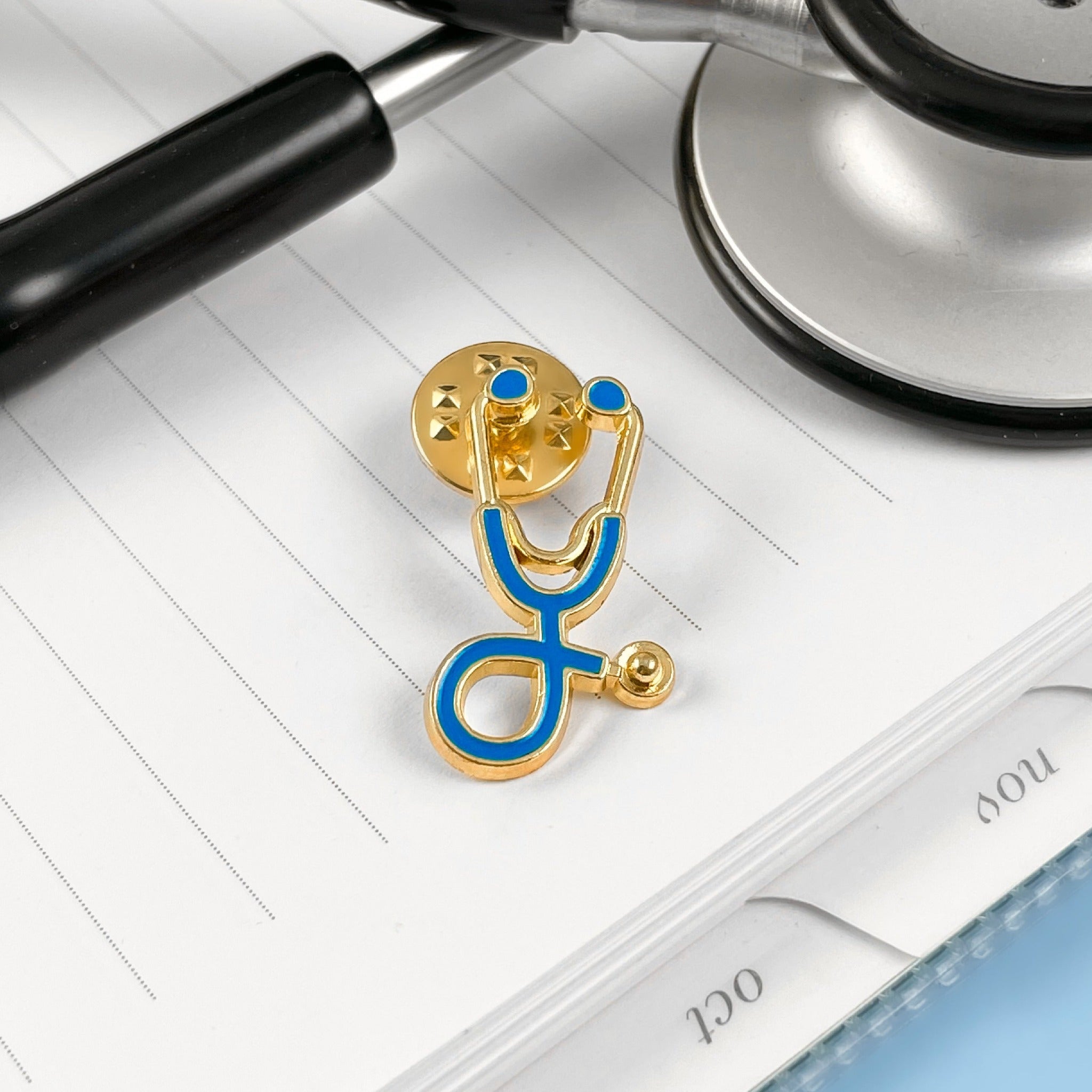 Green Gold Stethoscope Pin Frontline Boutique