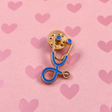 Load image into Gallery viewer, Blue/Gold Stethoscope Pin
