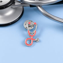 Load image into Gallery viewer, Coral Stethoscope Pin

