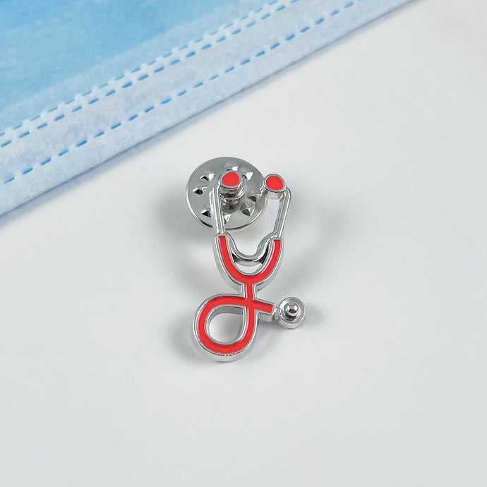 Coral Stethoscope Pin