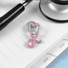 Load image into Gallery viewer, Pink Stethoscope Pin
