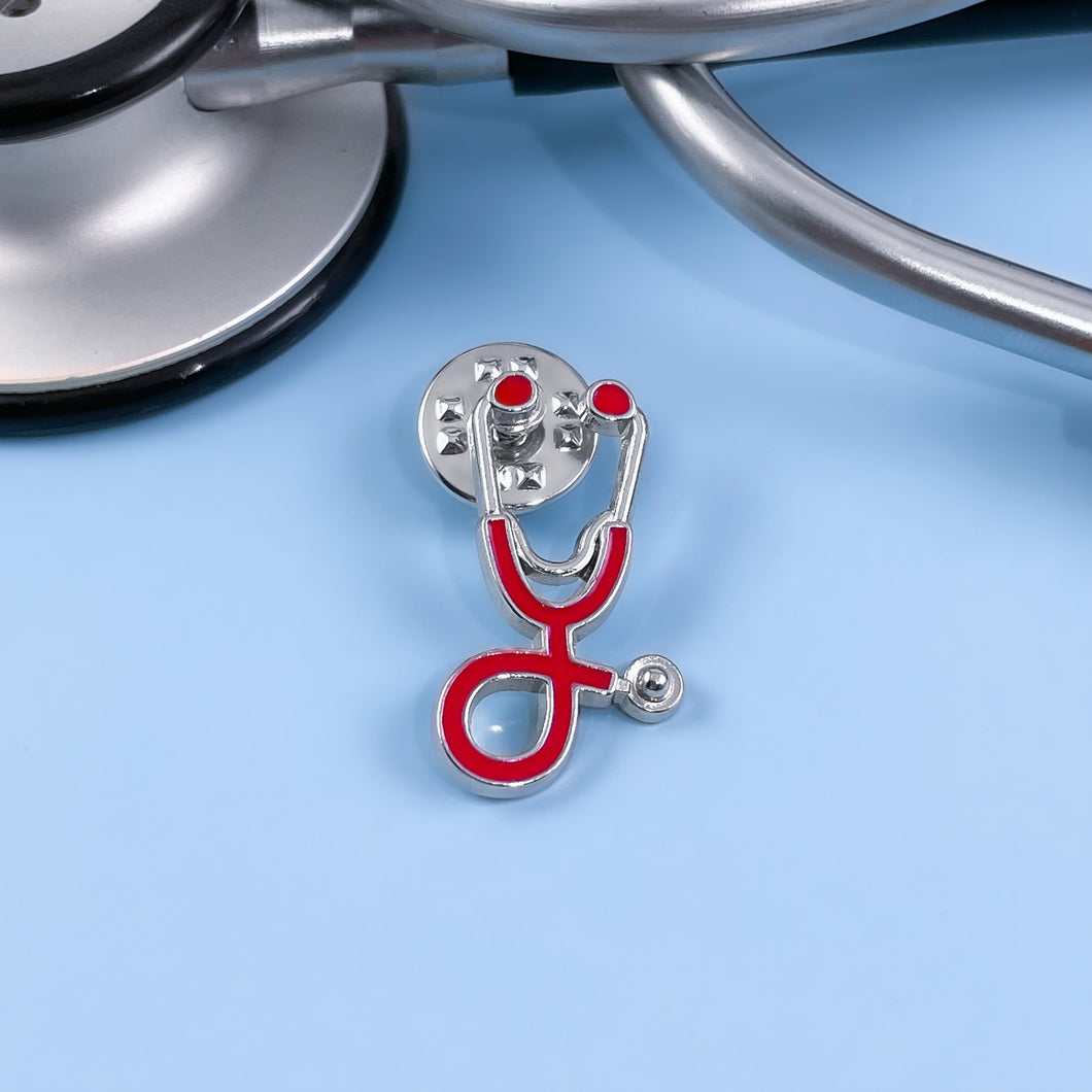 Red Stethoscope Pin