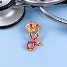 Load image into Gallery viewer, Red/Gold Stethoscope Pin
