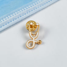 Load image into Gallery viewer, White/Gold Stethoscope Pin
