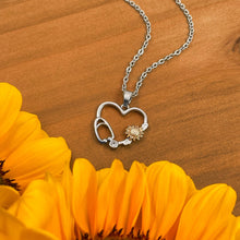 Load image into Gallery viewer, Sunflower Heart Necklace-Silver
